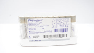 BD 367922 Vacutainer Blood Collection Tubes 4.0mL 13 x 75mm - Pack of 100